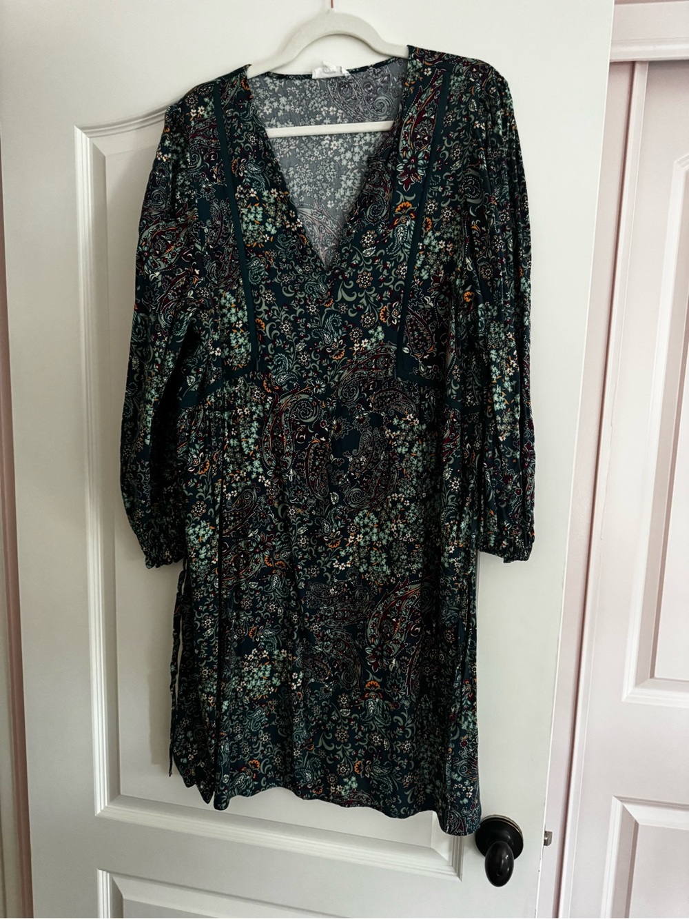 Seraphine Dark Teal Floral Paisley Maternity/Nursing Dress